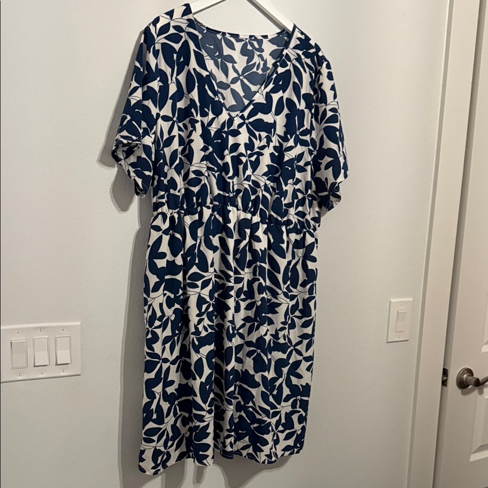 Blue and Cream Floral Dress